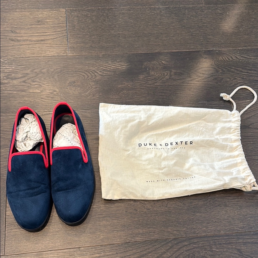 Classic Blue and Red Slip-On Loafers